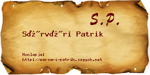 Sárvári Patrik névjegykártya