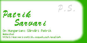 patrik sarvari business card